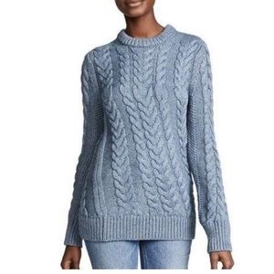 NWT Theory Twisting Cable Chainette Wool Pullover Sweater in Denim. Women’s S